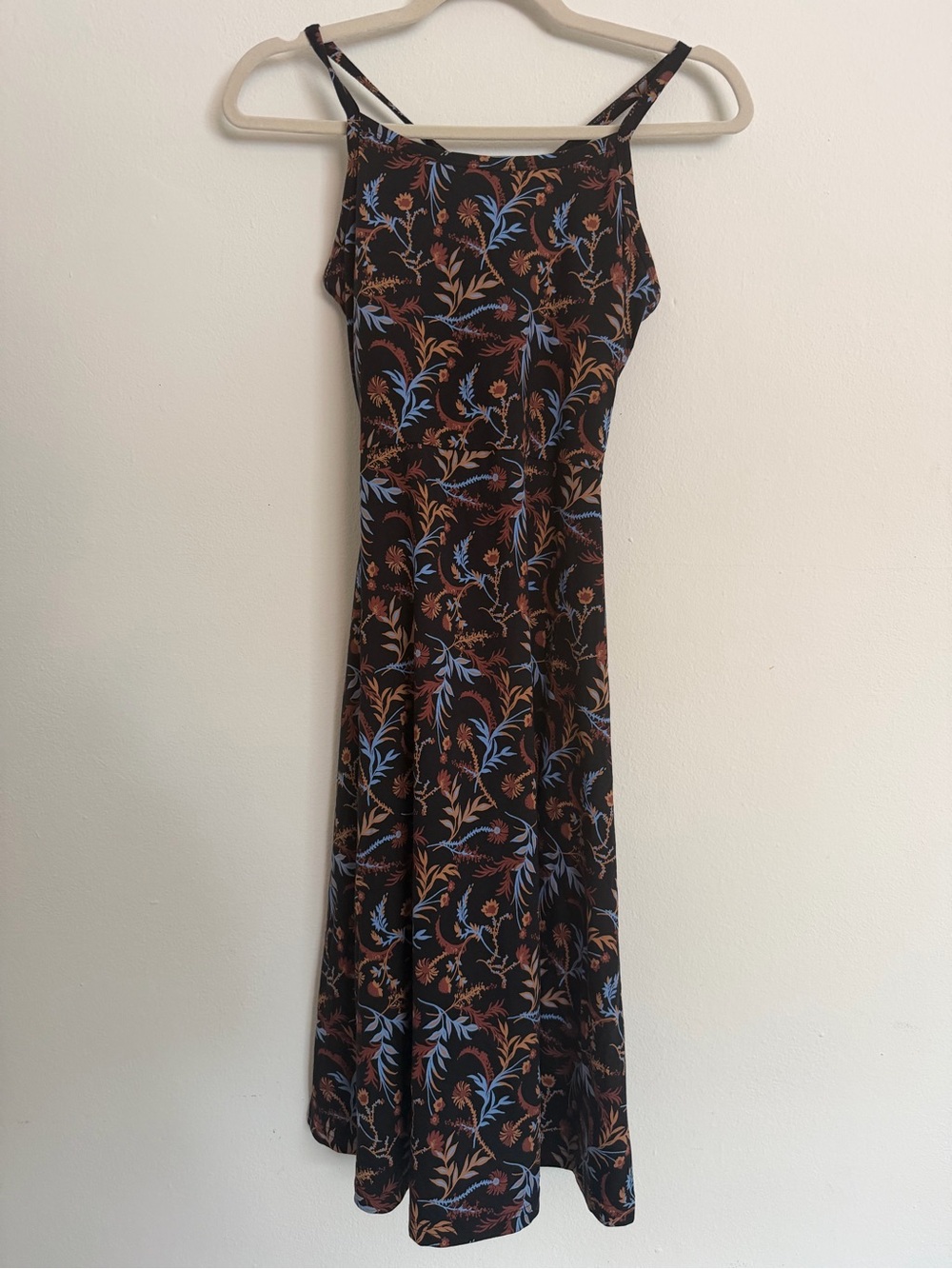 Pact Black Midi Slip Dress with Blue and Brown Floral Print - Picture 2 of 2